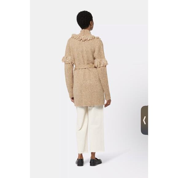 NWT $378 Joie Klara‎ Wool/alpaca Belted Fringe Cardigan Caramel XS Super Soft - Picture 3 of 11
